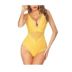 Avidlove Mustard Yellow Lace Teddy Bodysuit – XL